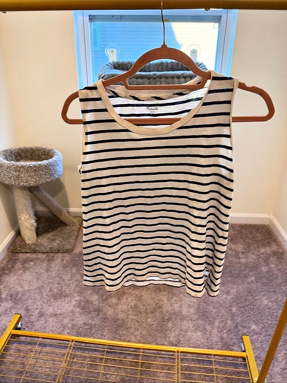 Madewell Striped Tank Top in White & Black Size Small Like New